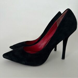 Charles Jourdan Black Suede Heels Pointed Toe Stiletto Heel